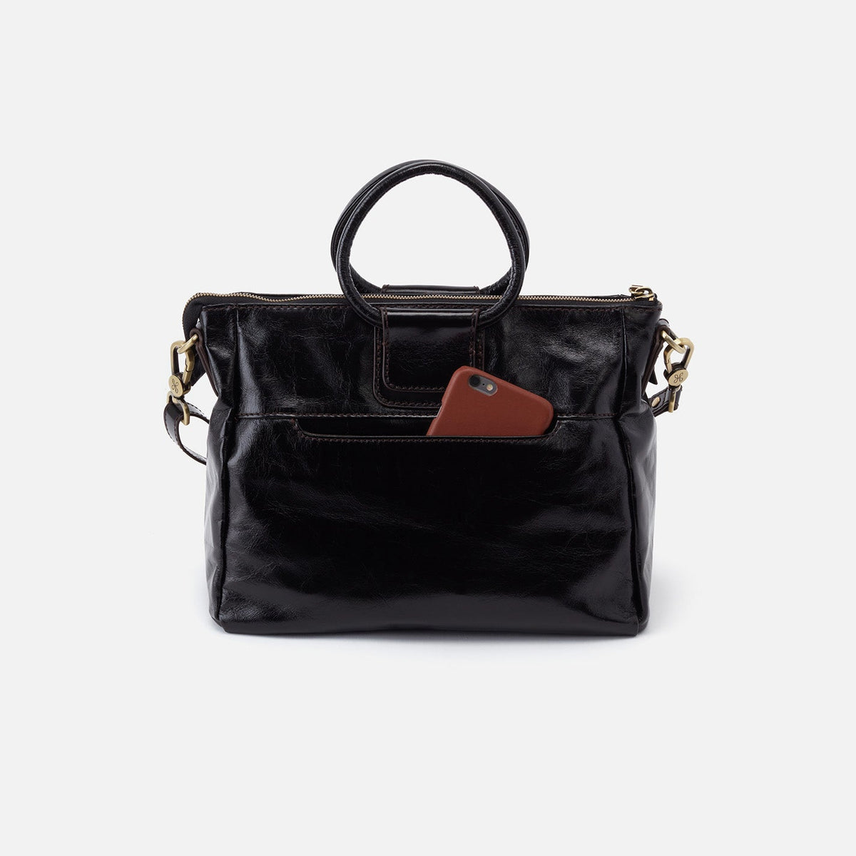 HOBO Premium - Sheila Medium Satchel In Polished Leather - Black