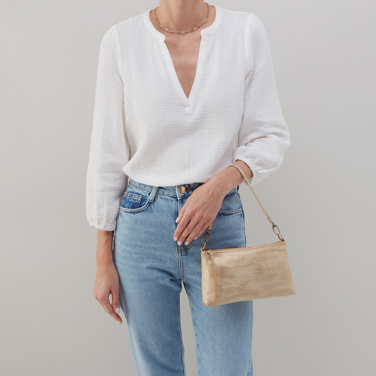 HOBO Hot Sale - Darcy Crossbody In Metallic Leather - Gold Leaf