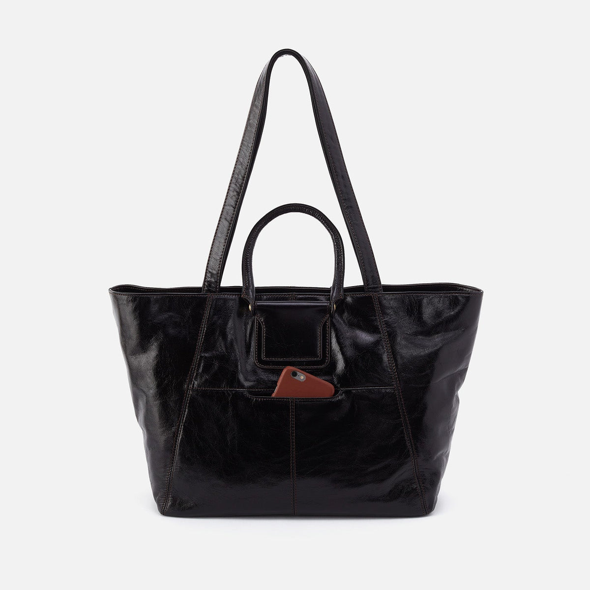 HOBO Customer Favorite - Sheila East-West Tote In Polished Leather - Black