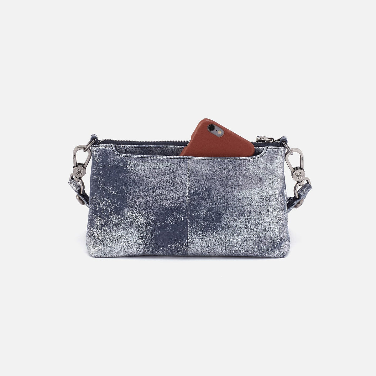 HOBO Premium - Darcy Crossbody In Metallic Leather - Blue Pewter