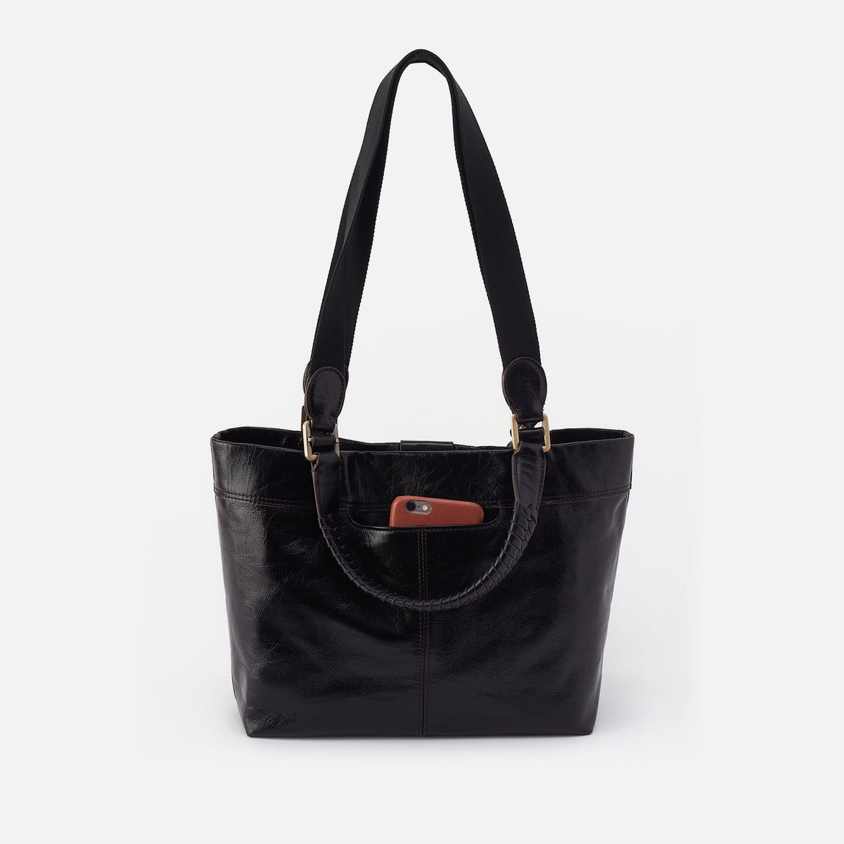 HOBO Popular - Romy Medium Tote In Polished Leather - Black