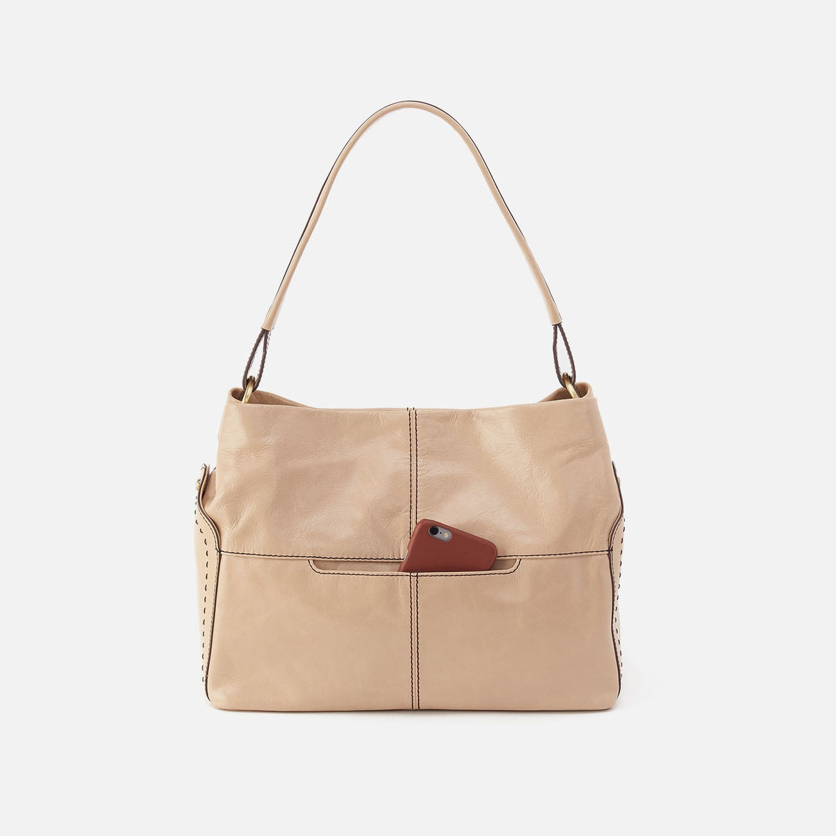HOBO Popular - Seneca Shoulder Bag In Polished Leather - Sand