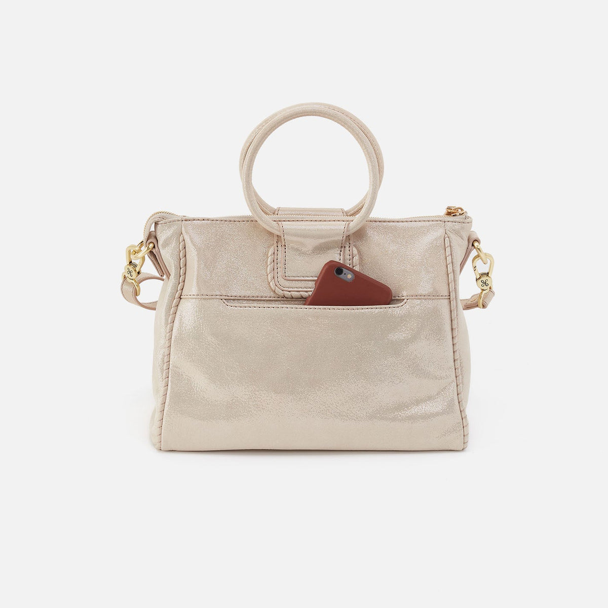HOBO Sale - Sheila Medium Satchel In Metallic Leather - Sand Shimmer