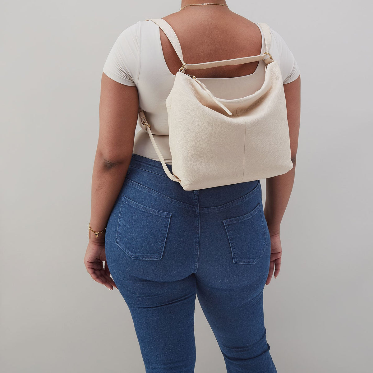 HOBO Latest - Emily Convertible Backpack In Pebbled Leather - Cream