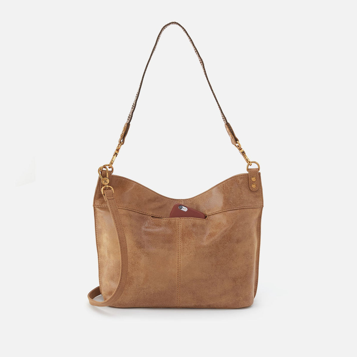 HOBO Essential - Pier Shoulder Bag In Buffed Leather - Whiskey
