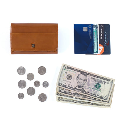 HOBO Recommended - Jill Trifold Wallet In Polished Leather - Truffle