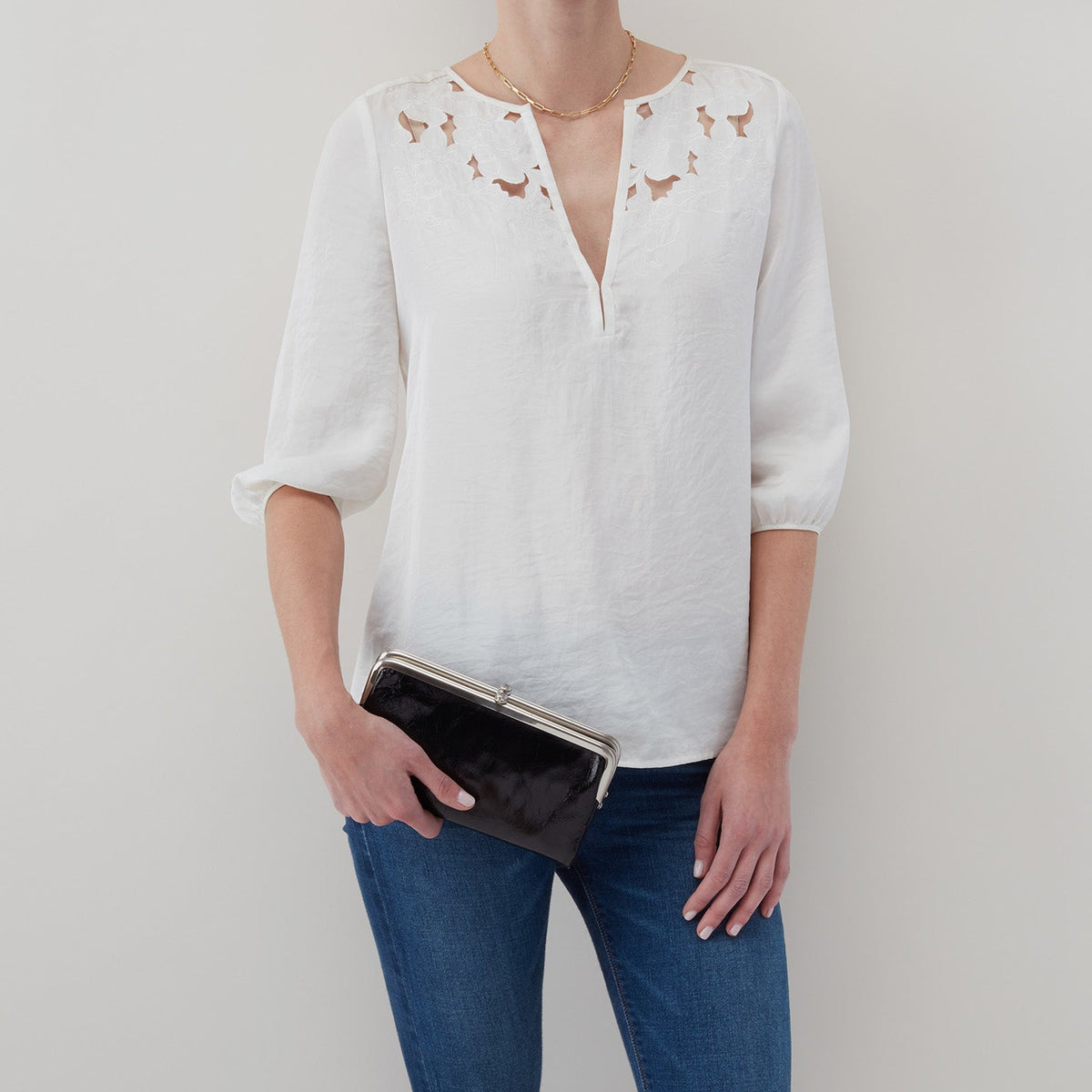HOBO Essential - Lauren Clutch-Wallet In Polished Leather - Black
