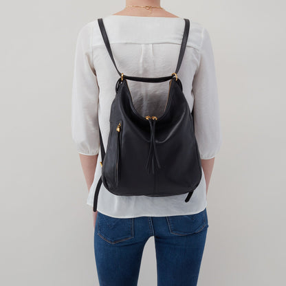 HOBO Classic - Merrin Convertible Backpack In Pebbled Leather - Black
