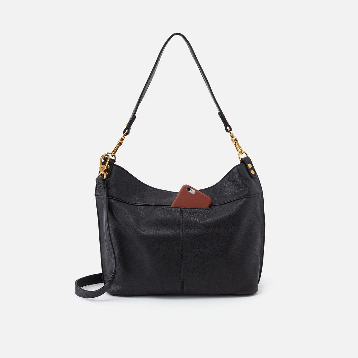 HOBO Latest - Pier Shoulder Bag In Pebbled Leather - Black
