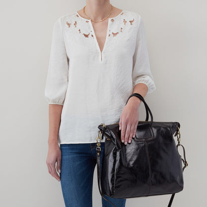 HOBO Value - Sheila Large Satchel In Polished Leather - Black