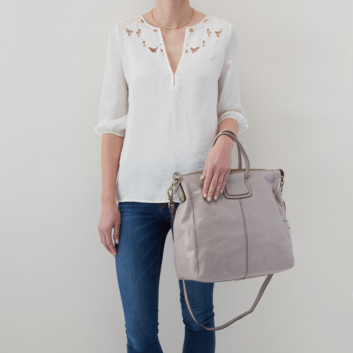 HOBO Trusted - Sheila Large Satchel in Polished Leather - Driftwood