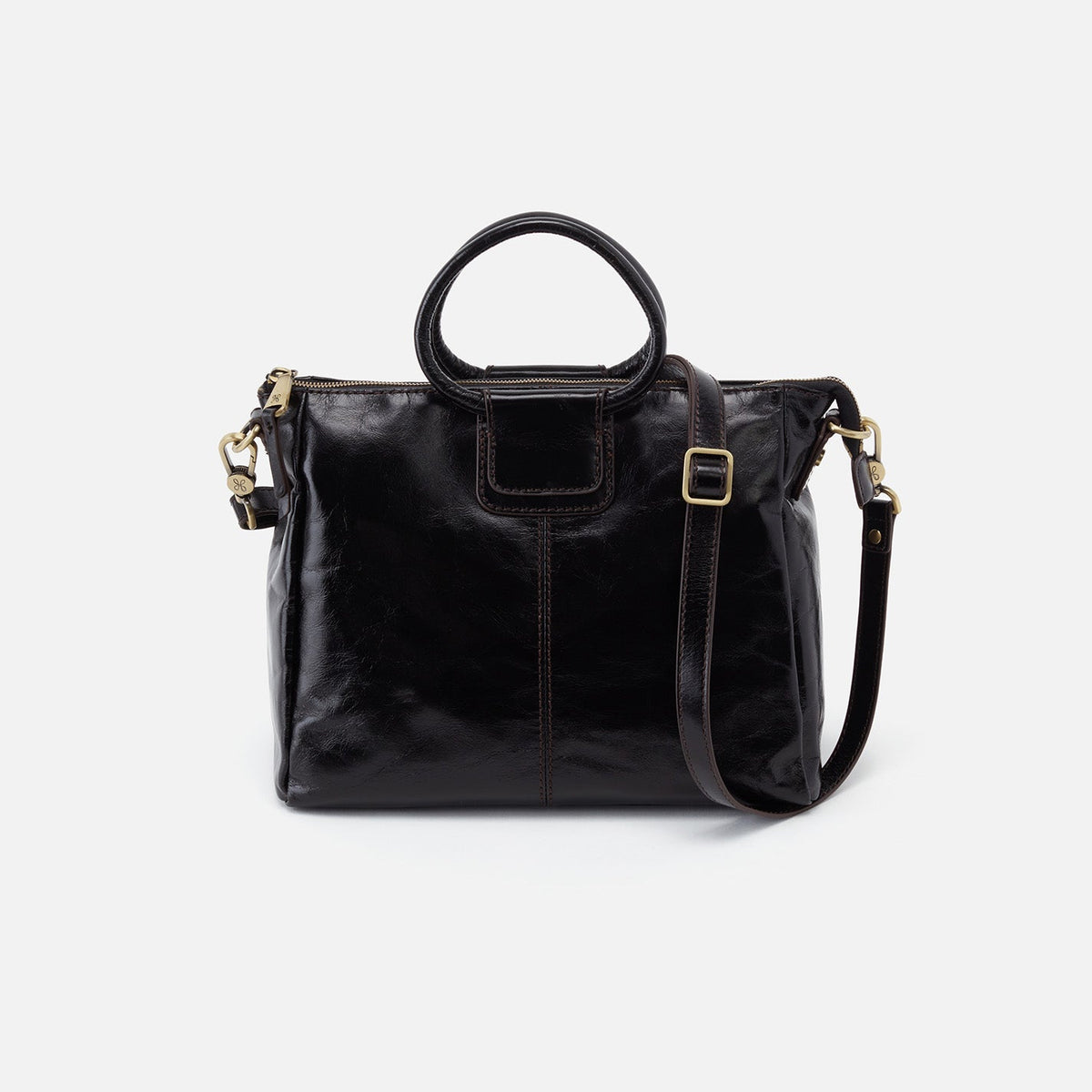 HOBO Premium - Sheila Medium Satchel In Polished Leather - Black