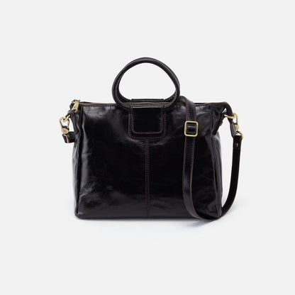 HOBO Premium - Sheila Medium Satchel In Polished Leather - Black