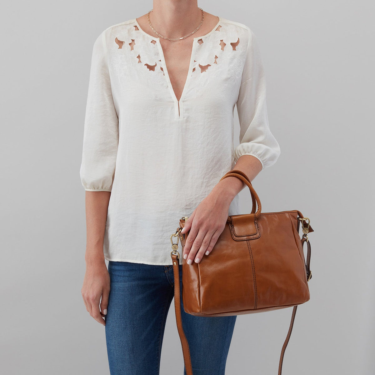 HOBO Hot Sale - Sheila Medium Satchel In Polished Leather - Truffle
