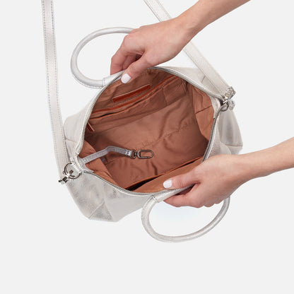 HOBO Everyday - Sheila Medium Satchel In Metallic Leather - Silver
