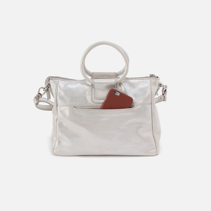 HOBO Everyday - Sheila Medium Satchel In Metallic Leather - Silver