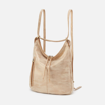 HOBO Featured - Merrin Convertible Backpack In Metallic Leather - Gold Leaf