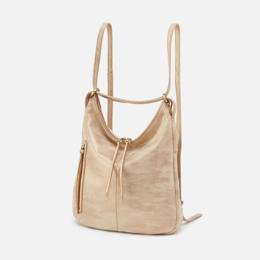 HOBO Featured - Merrin Convertible Backpack In Metallic Leather - Gold Leaf