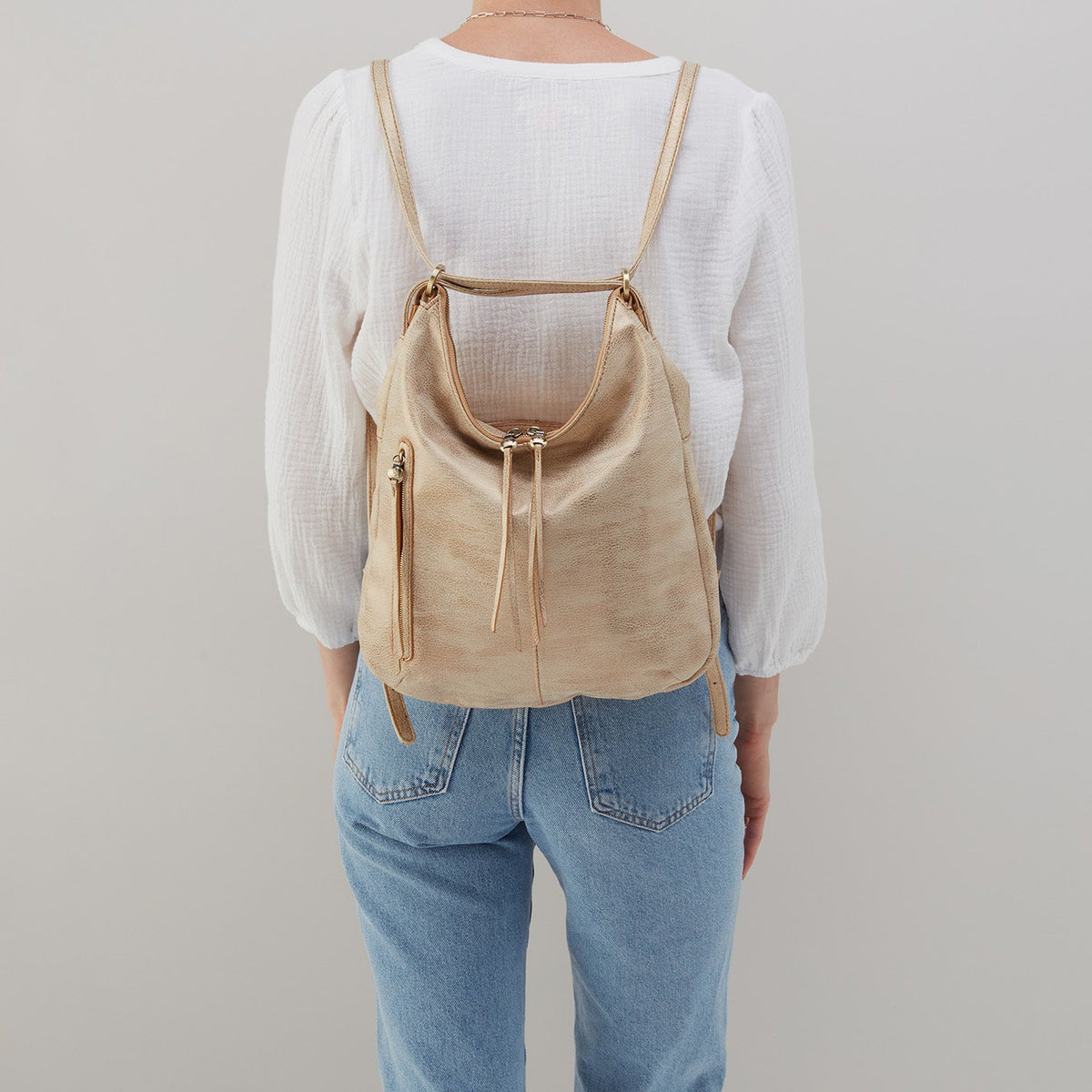 HOBO Featured - Merrin Convertible Backpack In Metallic Leather - Gold Leaf