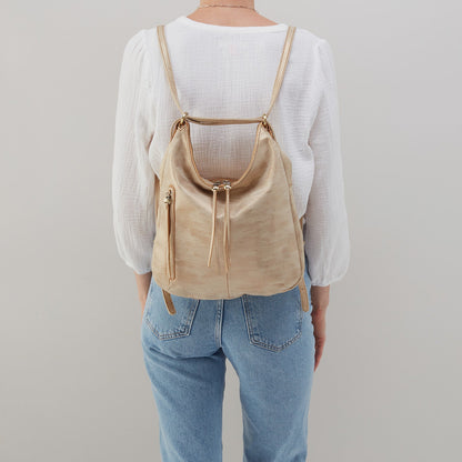 HOBO Featured - Merrin Convertible Backpack In Metallic Leather - Gold Leaf