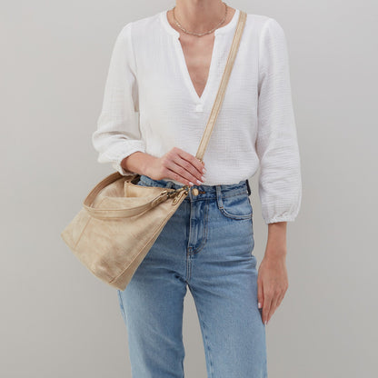 HOBO Premium - Pier Shoulder Bag in Metallic Leather - Gold Leaf