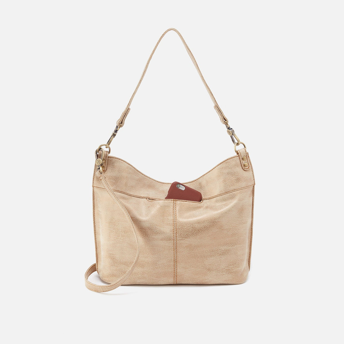 HOBO Premium - Pier Shoulder Bag in Metallic Leather - Gold Leaf