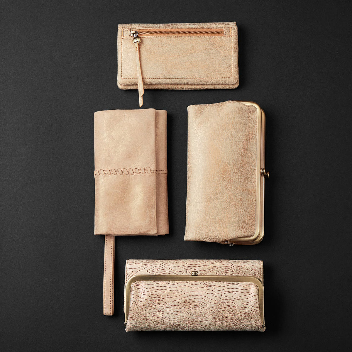 HOBO Customer Favorite - Lumen Continental Wallet In Metallic Leather - Gold Leaf