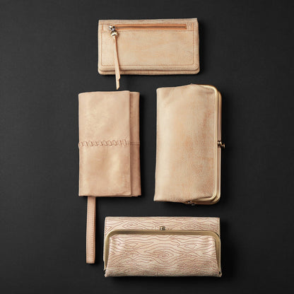 HOBO Customer Favorite - Lumen Continental Wallet In Metallic Leather - Gold Leaf