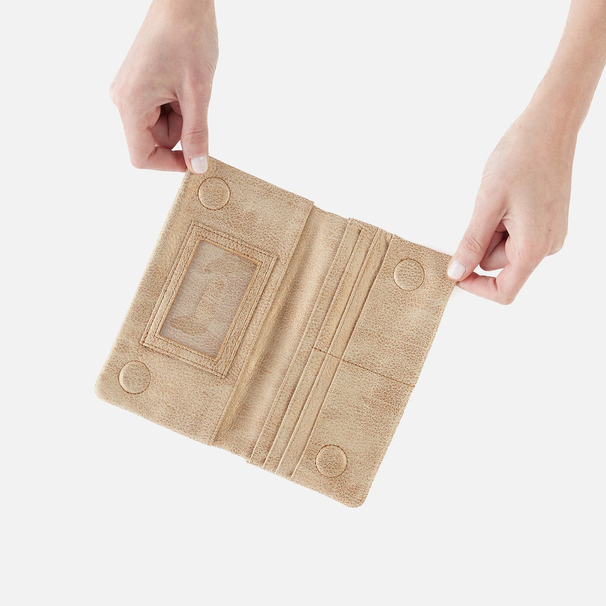 HOBO Customer Favorite - Lumen Continental Wallet In Metallic Leather - Gold Leaf