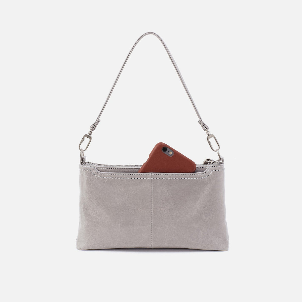 HOBO Best Price - Darcy Crossbody In Polished Leather - Light Grey