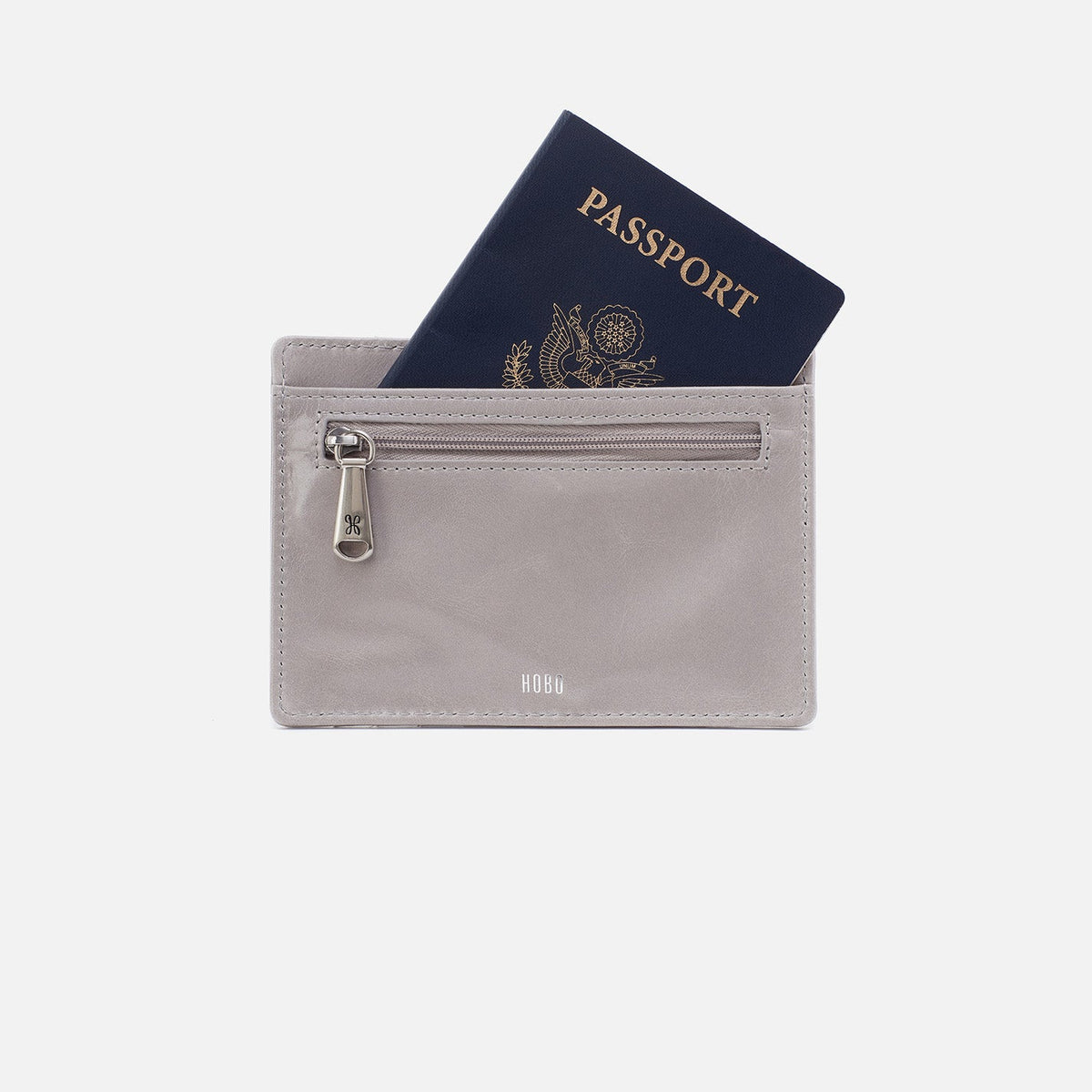 HOBO Best Seller - Euro Slide Card Case In Polished Leather - Light Grey