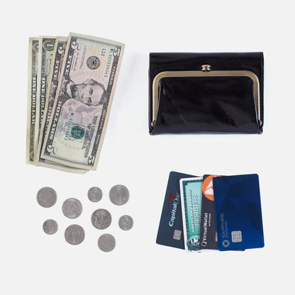 HOBO Best Seller - Robin Compact Wallet In Polished Leather - Light Grey