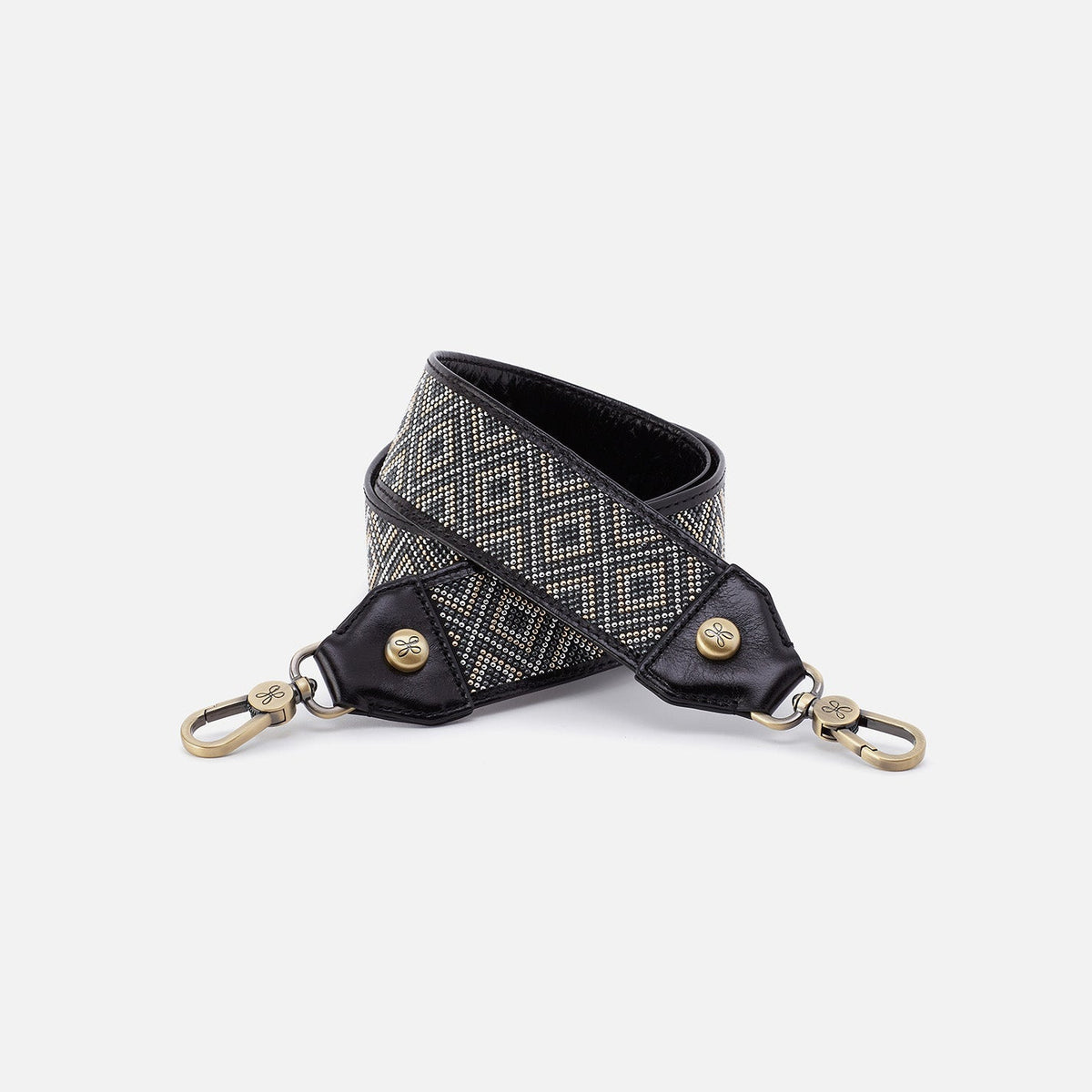HOBO Popular - Beaded Guitar Strap In Polished Leather - Black