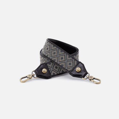 HOBO Popular - Beaded Guitar Strap In Polished Leather - Black