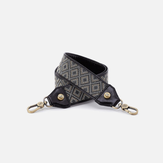 HOBO Popular - Beaded Guitar Strap In Polished Leather - Black