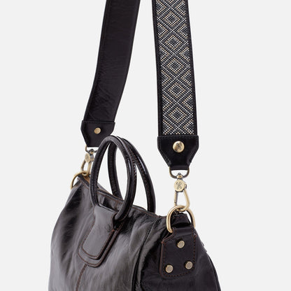 HOBO Popular - Beaded Guitar Strap In Polished Leather - Black