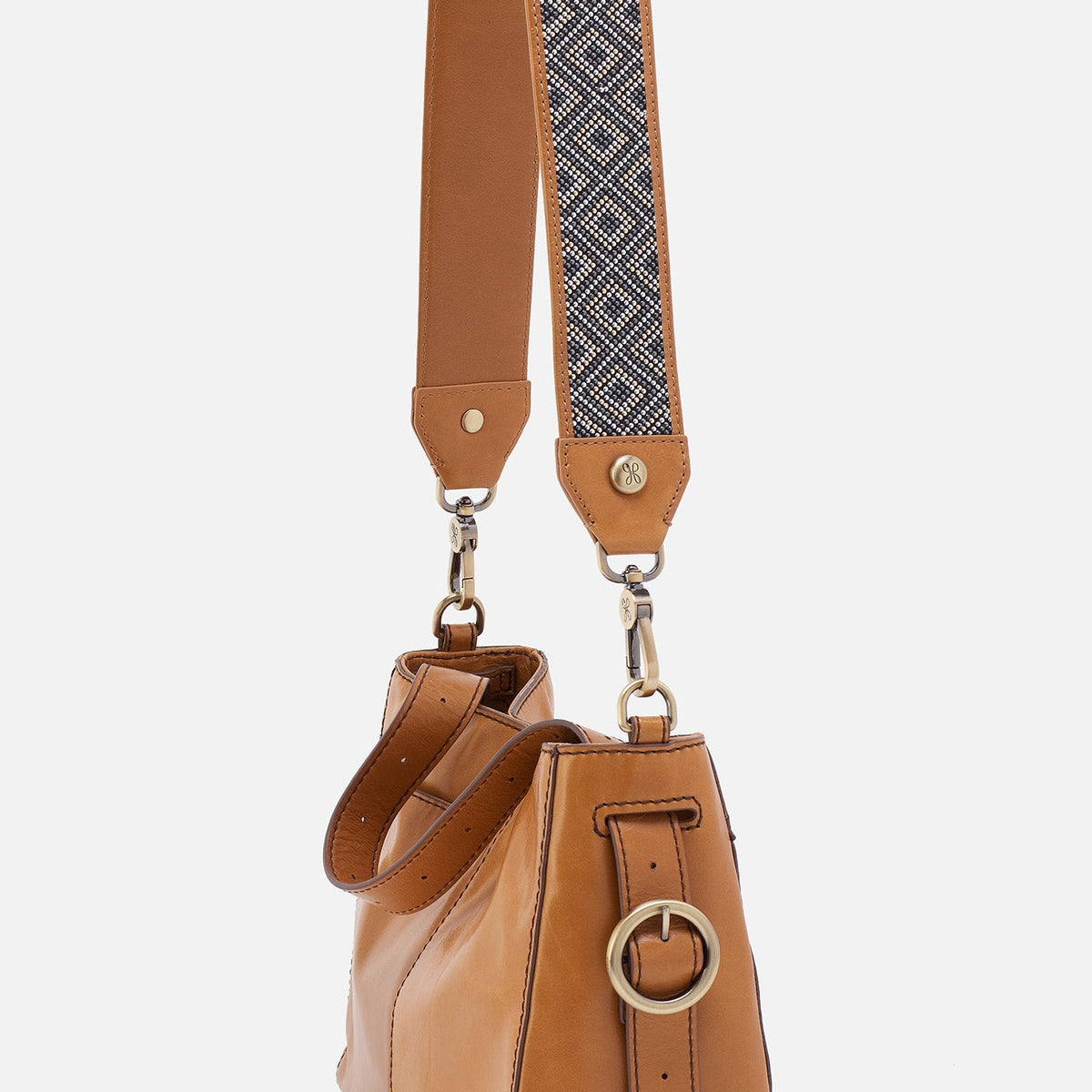 HOBO Best Price - Beaded Guitar Strap In Polished Leather - Natural