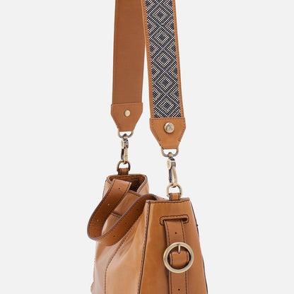 HOBO Best Price - Beaded Guitar Strap In Polished Leather - Natural