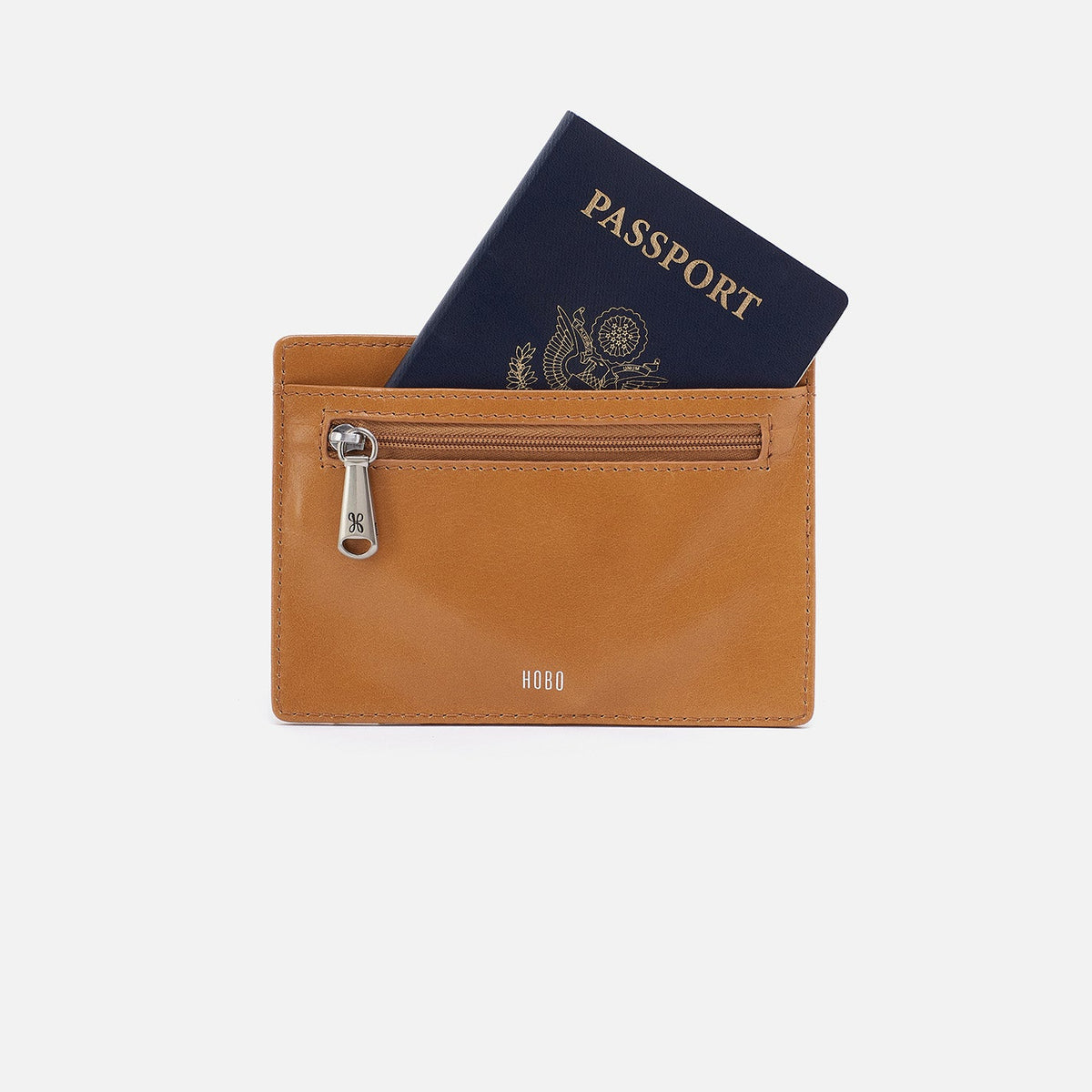HOBO Customer Favorite - Euro Slide Card Case In Polished Leather - Natural