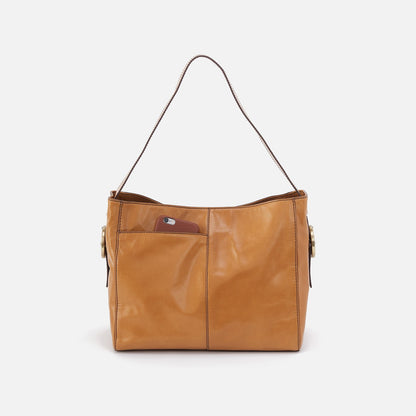 HOBO Quality - Render Shoulder Bag In Polished Leather - Natural