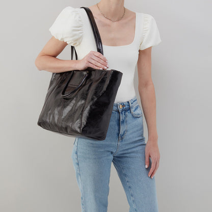 HOBO Customer Favorite - Sheila East-West Tote In Polished Leather - Black