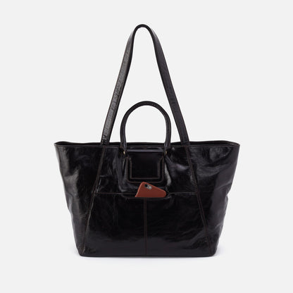HOBO Customer Favorite - Sheila East-West Tote In Polished Leather - Black