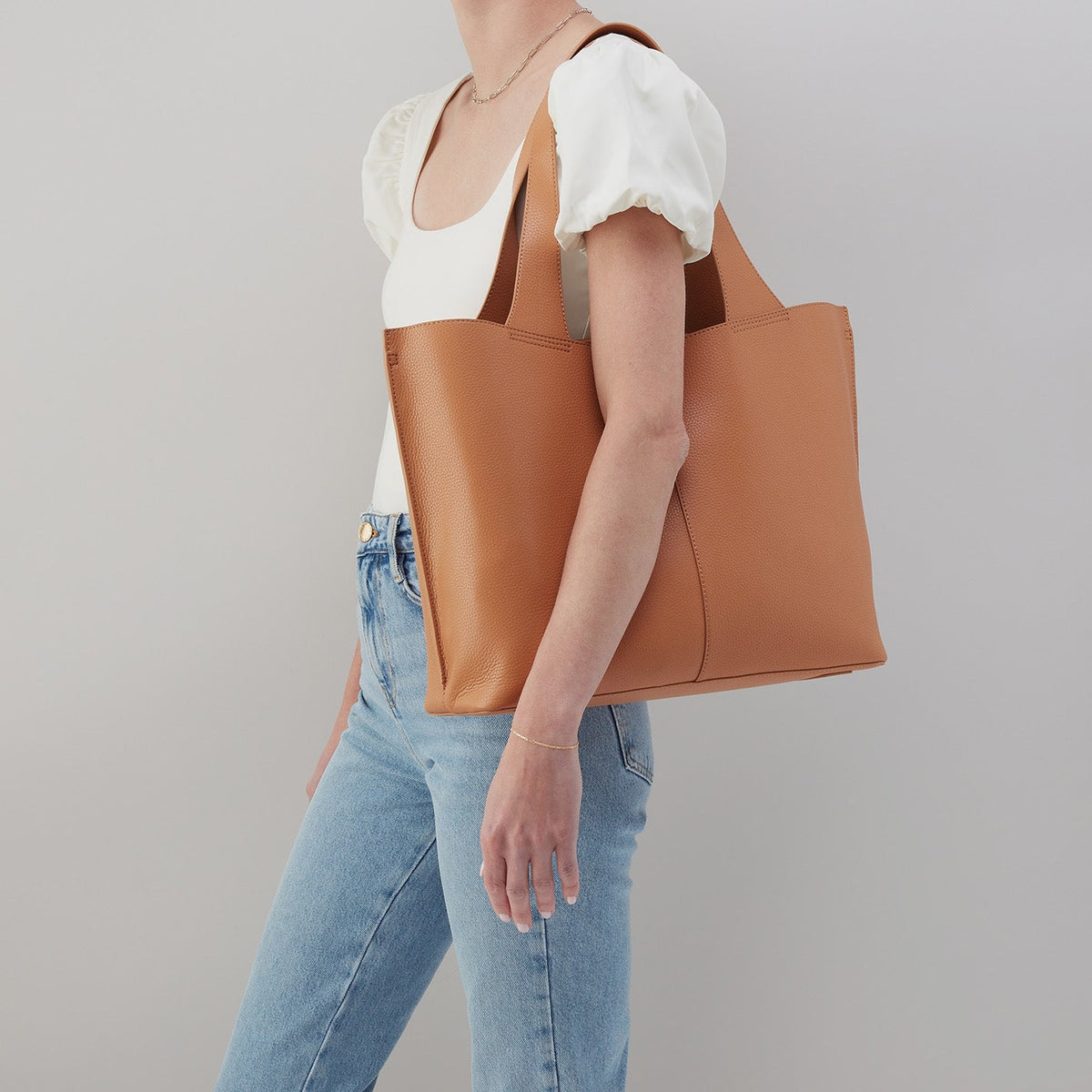 HOBO Sale - Vida Large Tote in Micro Pebbled Leather - Biscuit