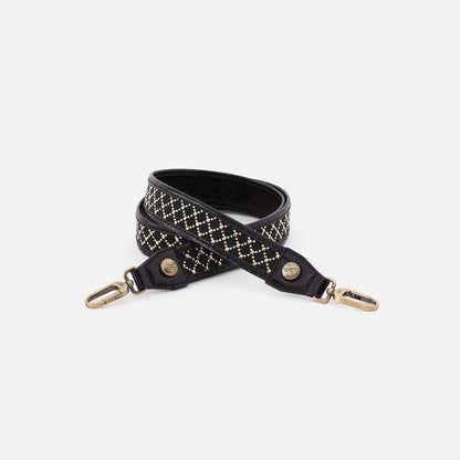 HOBO Signature - Lattice Stud Strap In Polished Leather - Black