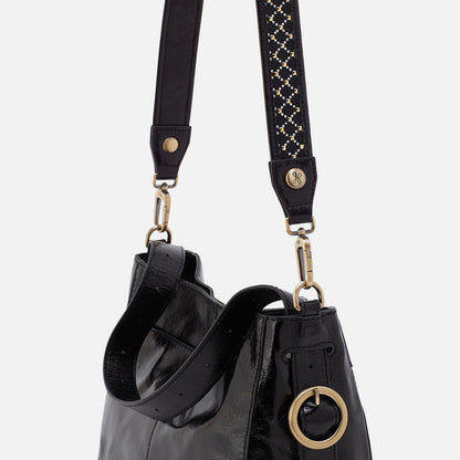 HOBO Signature - Lattice Stud Strap In Polished Leather - Black