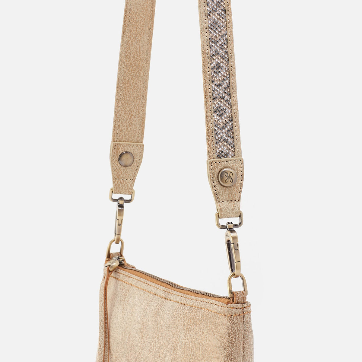 HOBO Hot Sale - Skinny Beaded Strap In Metallic Leather - Gold Leaf