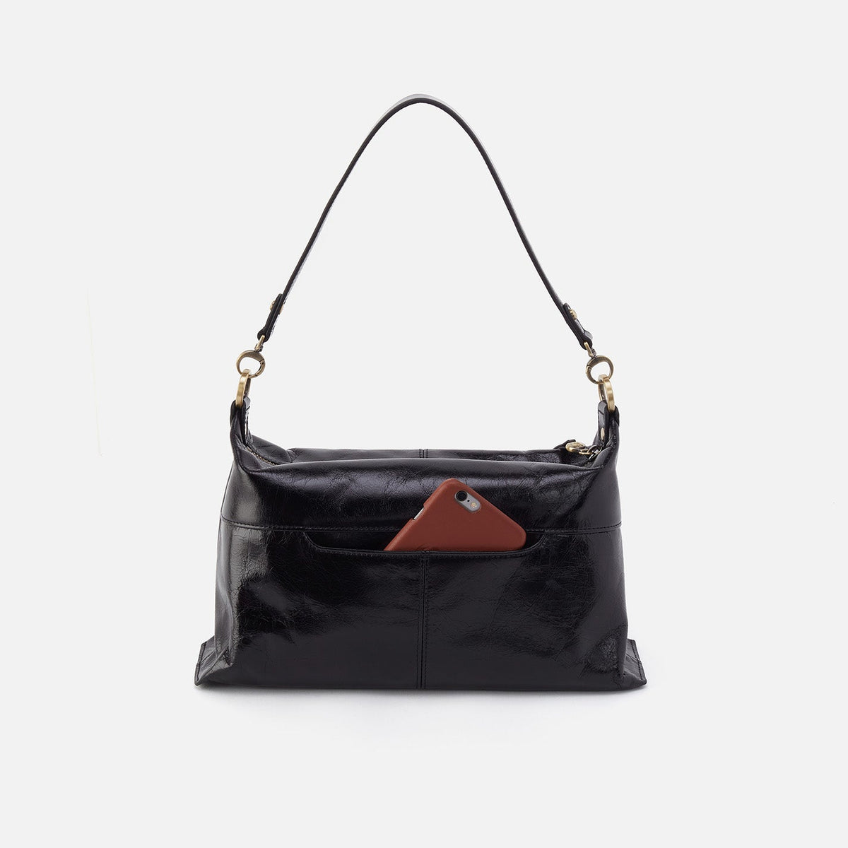 HOBO Classic - Avon Shoulder Bag In Polished Leather - Black