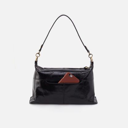 HOBO Classic - Avon Shoulder Bag In Polished Leather - Black
