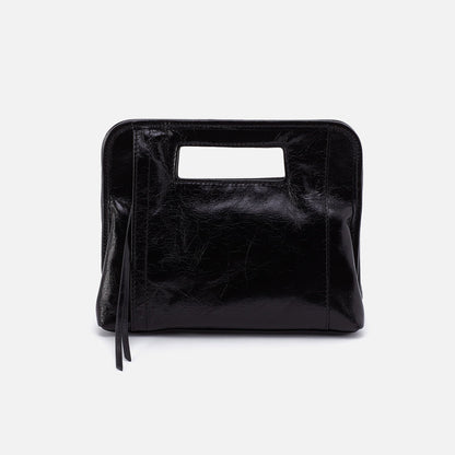HOBO Essential - Ace Clutch In Polished Leather - Black