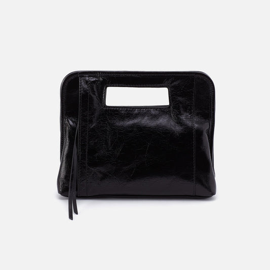 HOBO Essential - Ace Clutch In Polished Leather - Black